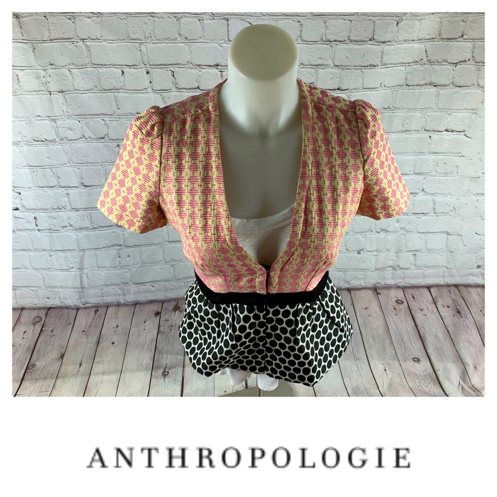 Elevenses Polka Dot Short Sleeve Jacket Blazer